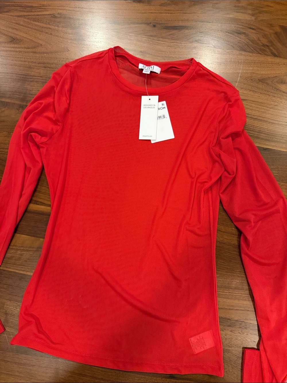 ATM Anthony Thomas Melillo Red Long Sleeve Crewneck Top